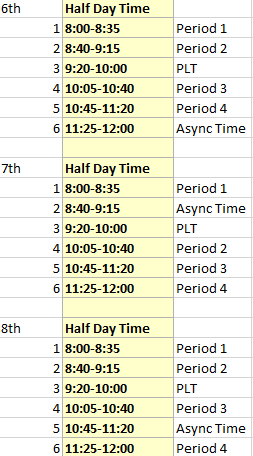 Middle School Half-Day-Schedule - Agora Cyber Charter SchoolAgora Cyber ...